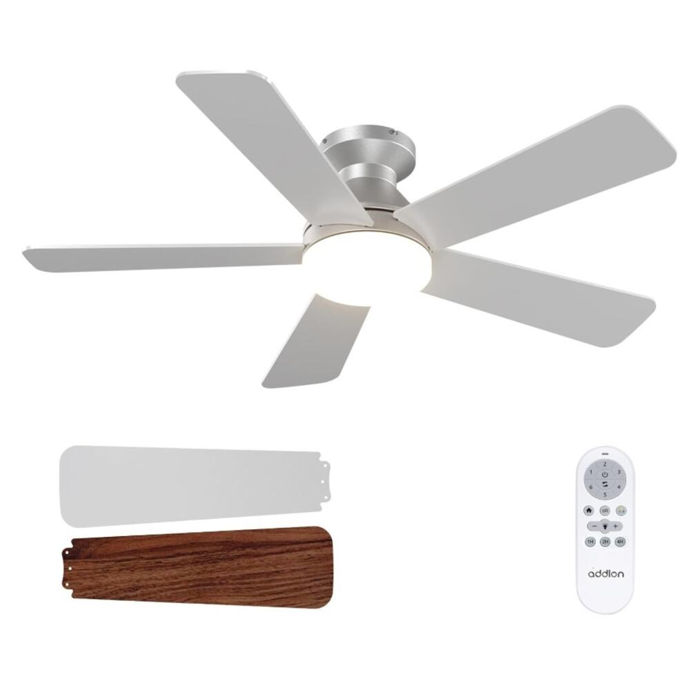 Addlon 42” Low Profile Ceiling Fan w/ Light Remote Silver New Open Box